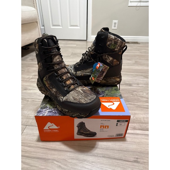 Ozark Trail Mens Hunting Boots Camo Waterproof Insulated/leather M OT 8IN size13